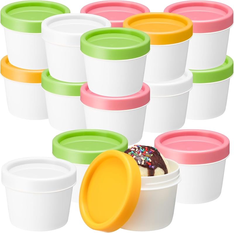 50 Pzas Recipientes Helado 3oz Tapa Rosa Amarillo Verde Blanco