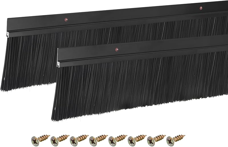 2 Cepillos Puerta Base Aluminio Forma H 2.8" Negro