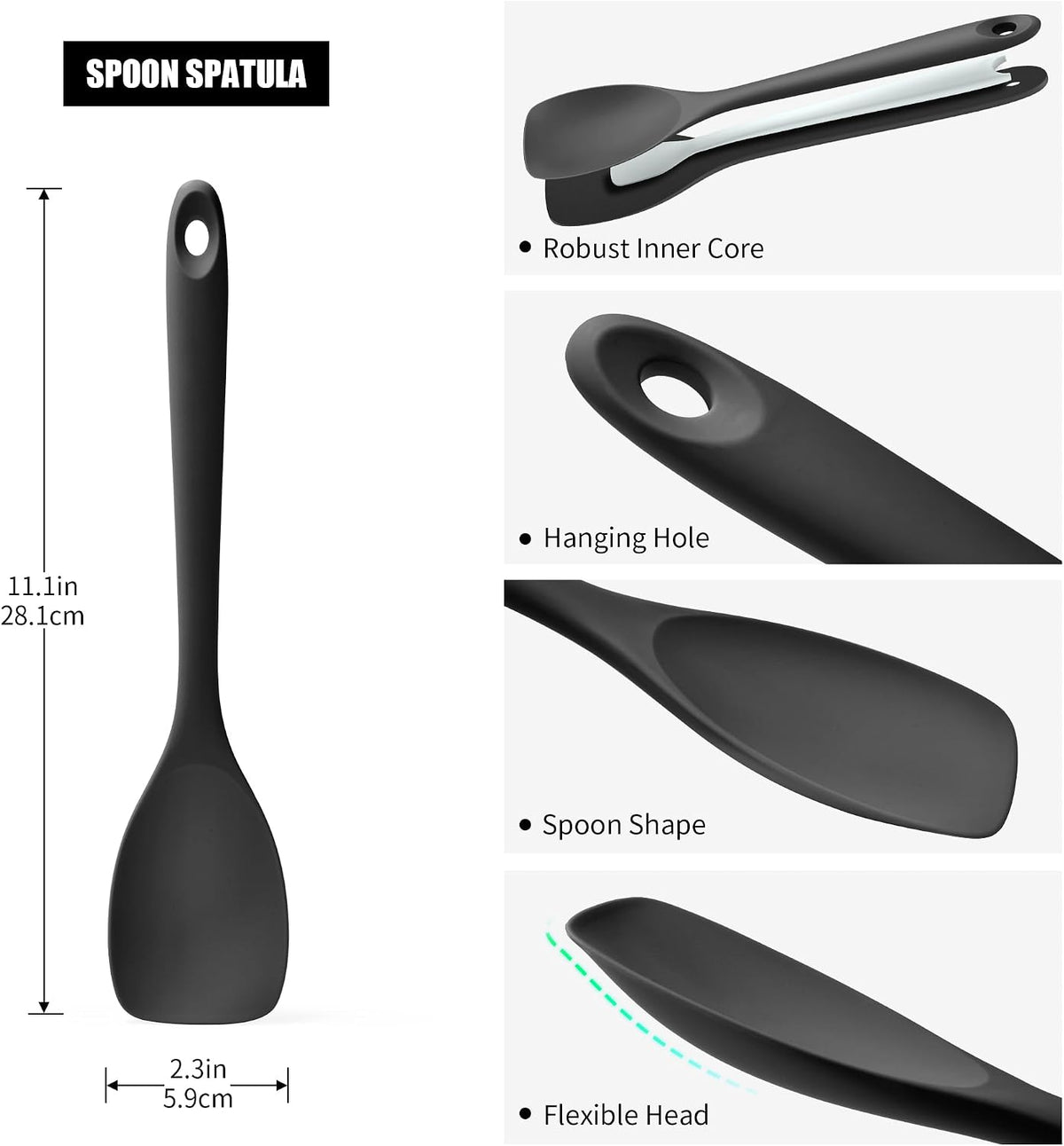 Espátula silicona con cuchara grado alimenticio antiadherente