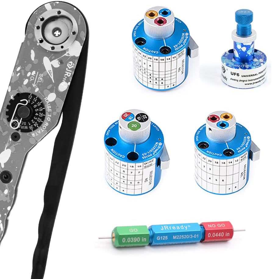 Kit herramientas crimpado MIL conector barril cable 26 AWG