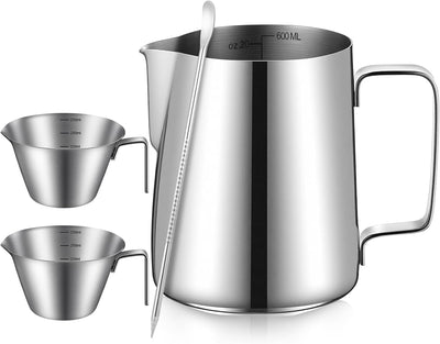 Kit 4 Accesorios Espresso Taza Asa Jarra Leche Acero Inox