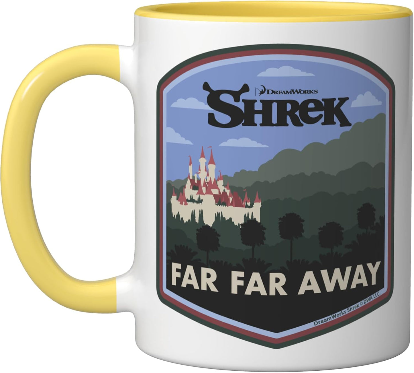 Taza Cerámica Shrek Castillo Amanecer Amarillo/Blanco