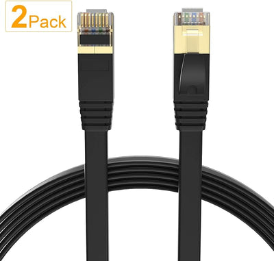 Cable Ethernet plano Cat7 3ft paquete 2