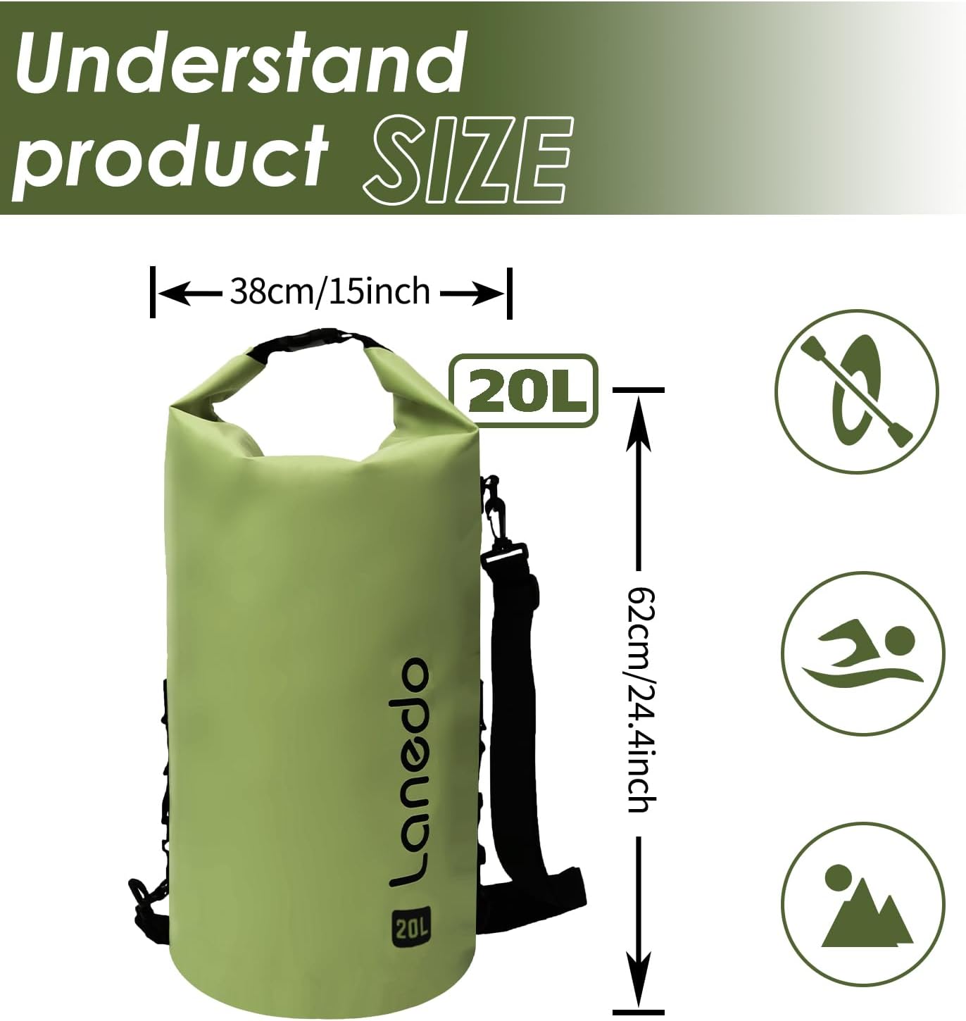 Bolsa impermeable 20L acero inox para pesca kayak