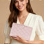 Estuche joyas cuero PU con bolsa terciopelo cremallera rosa
