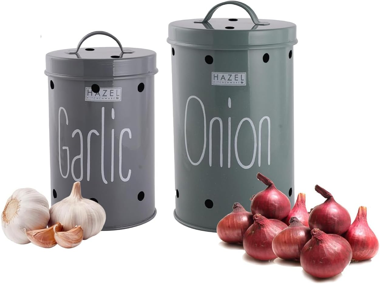 Set 2 Envases Almacenamiento Ajo Cebolla Grado Alimenticio