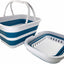 Tina plegable 19L con asa para picnic camping hogar blanco/azul