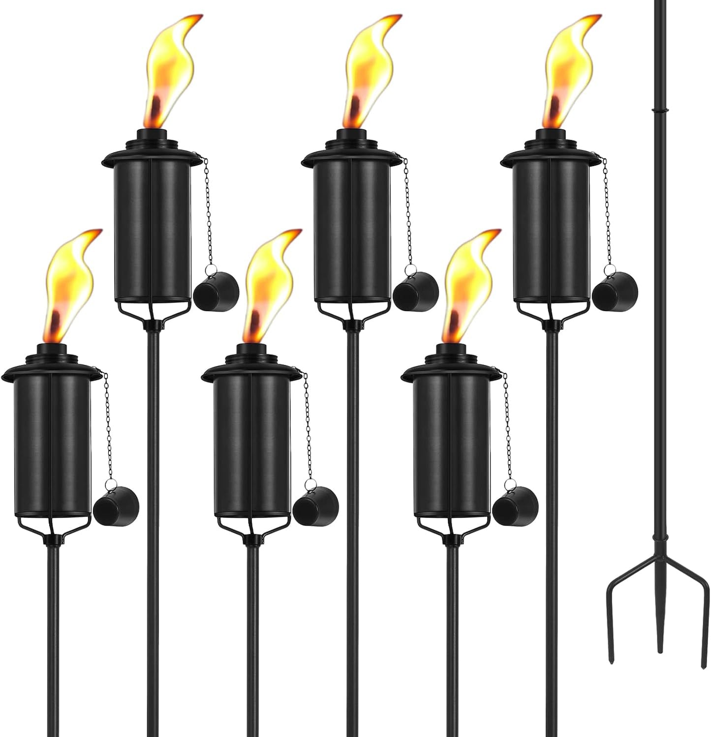 6 Antorchas Jardín 16oz con Estaca 3 Puntas 59pulg