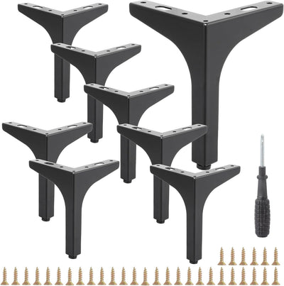 8 Pzas Patas Metal Triangulares 6pulg Negro Mate