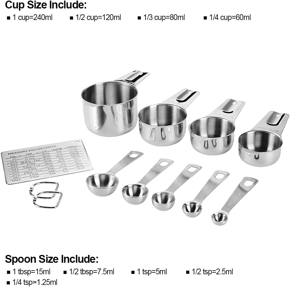 Set 12 tazas y cucharas acero inox 304 cocina