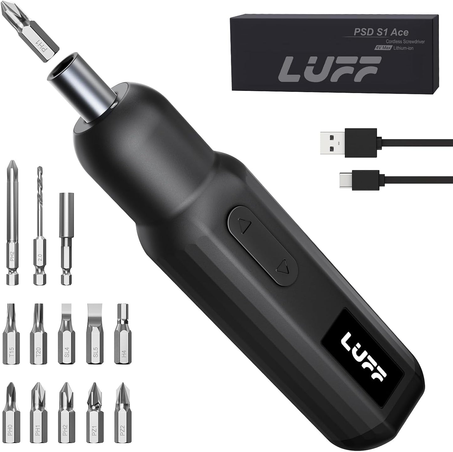 Set destornilladores inalámbrico 4V motor 250 RPM USB-C LED