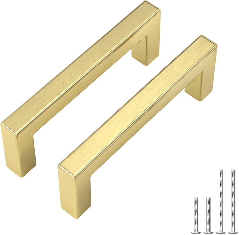 20 Manijas Gabinete Oro Cepillado 3-3/4" Tornillos Incluidos