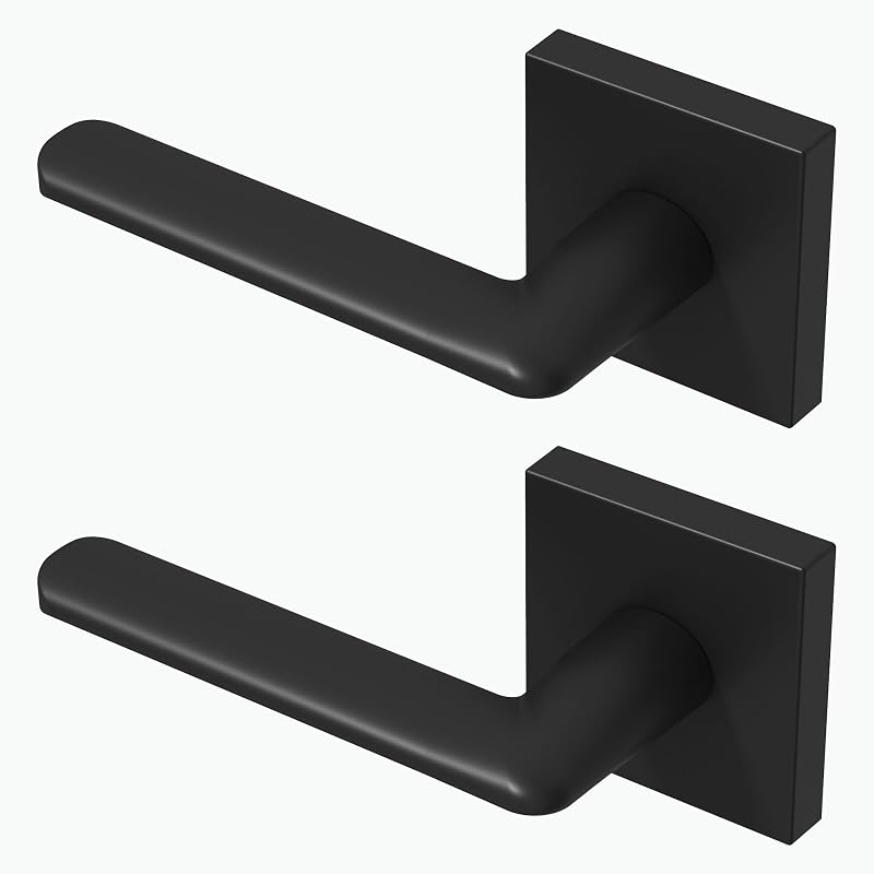 2 Manijas Puerta Baño Dormitorio Reversibles Negro Mate