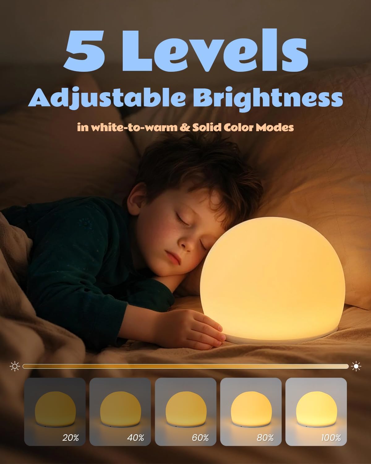Luz nocturna para niños con 13 colores táctil ajustable