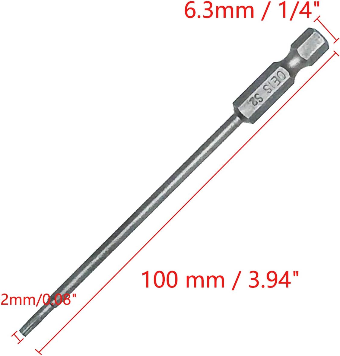 10 Pzas Vástago Hex T8 3.94pulg Acero Torx Magnético