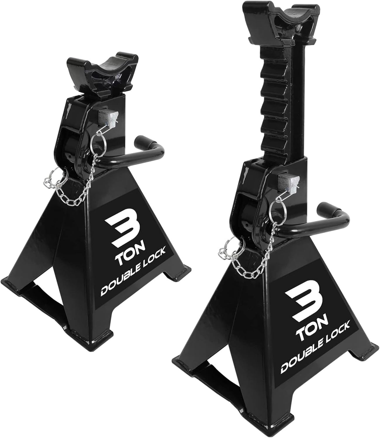 Soportes acero 3 toneladas gato elevador coche negro pack 2