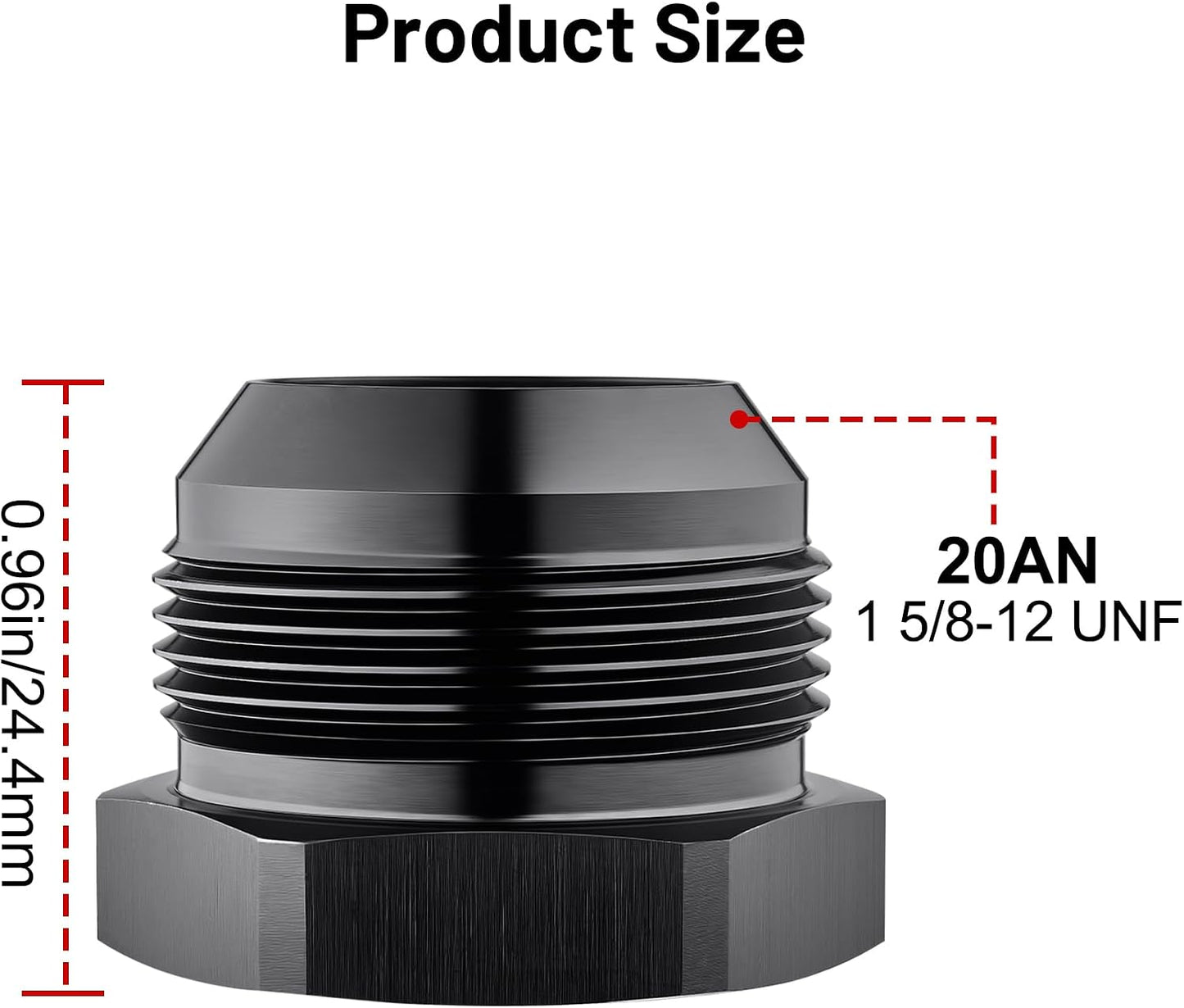 Adaptador tapón 20AN aluminio negro hexagonal set 2