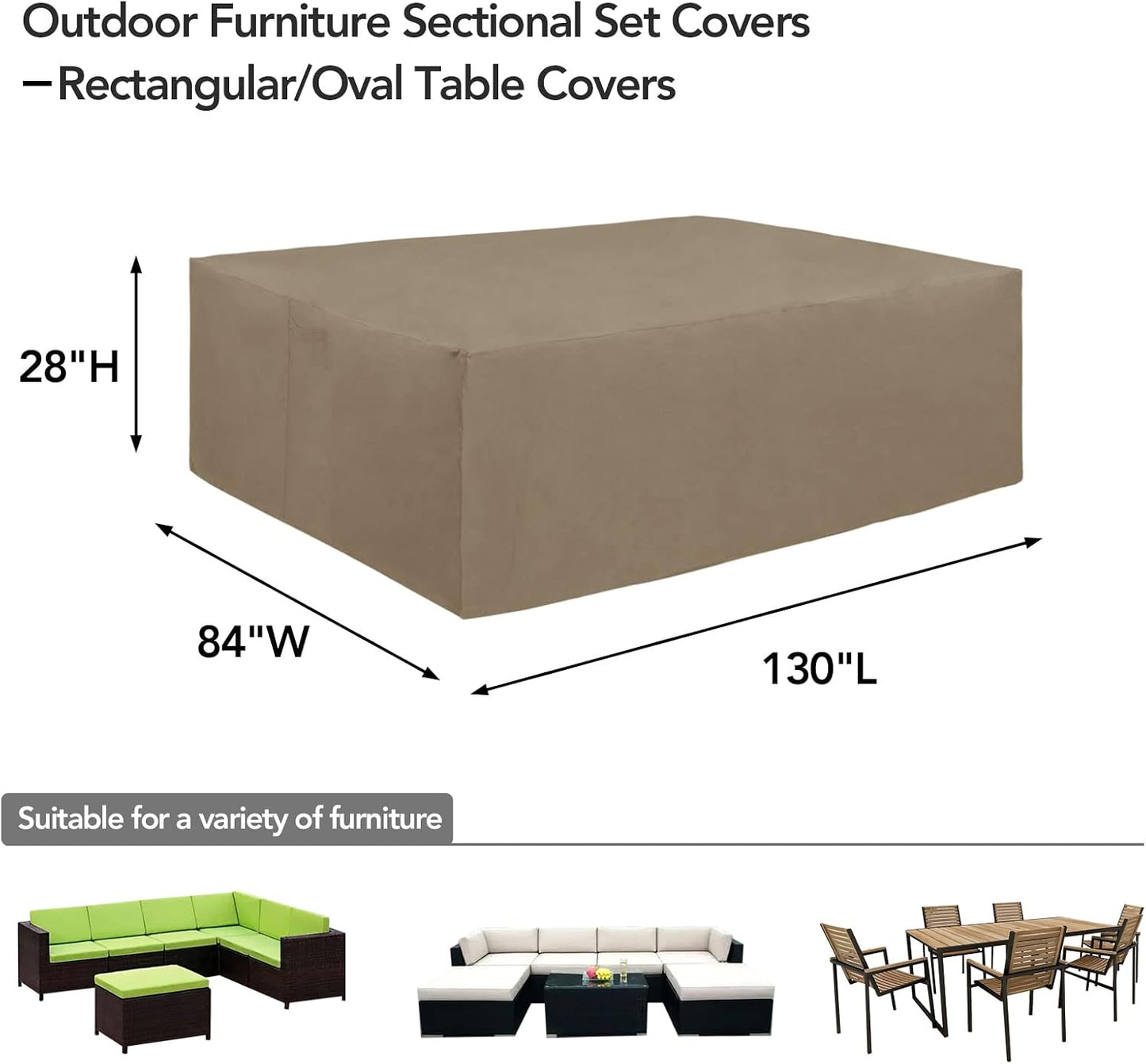 Funda 600D impermeable para muebles de patio 130x84"