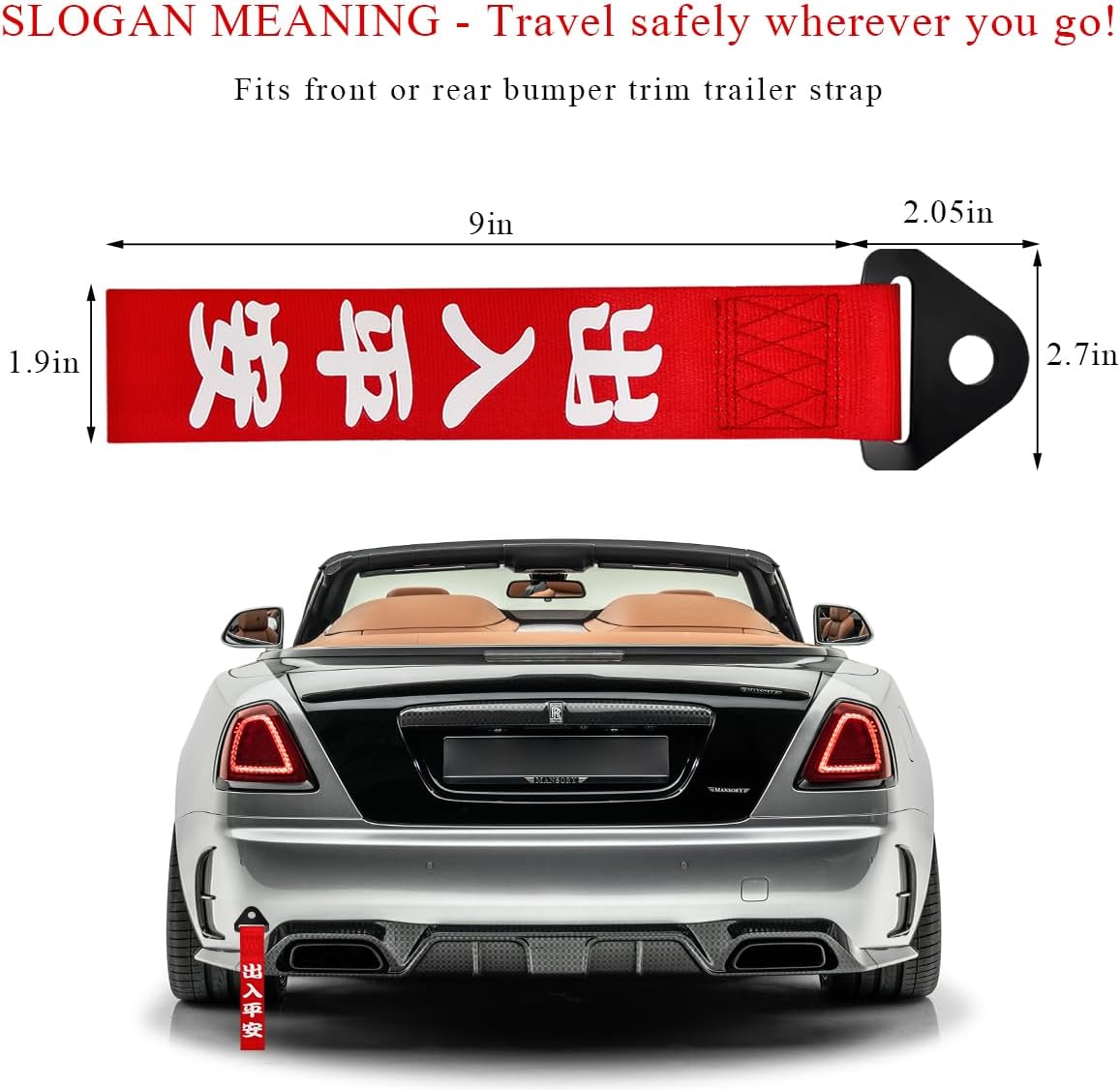 Correa remolque JDM personalizada roja para parachoques coche