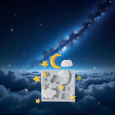 Moldes de silicona de luna y estrellas para chocolate, fondant, caramelo y decoración de pasteles