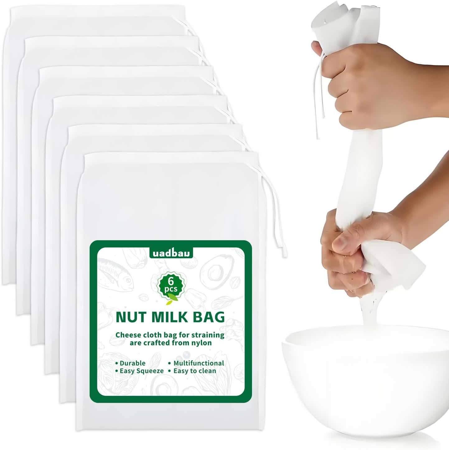 6 Pzas Bolsas Tela Colador Yogur Queso Malla Fina Reutilizables