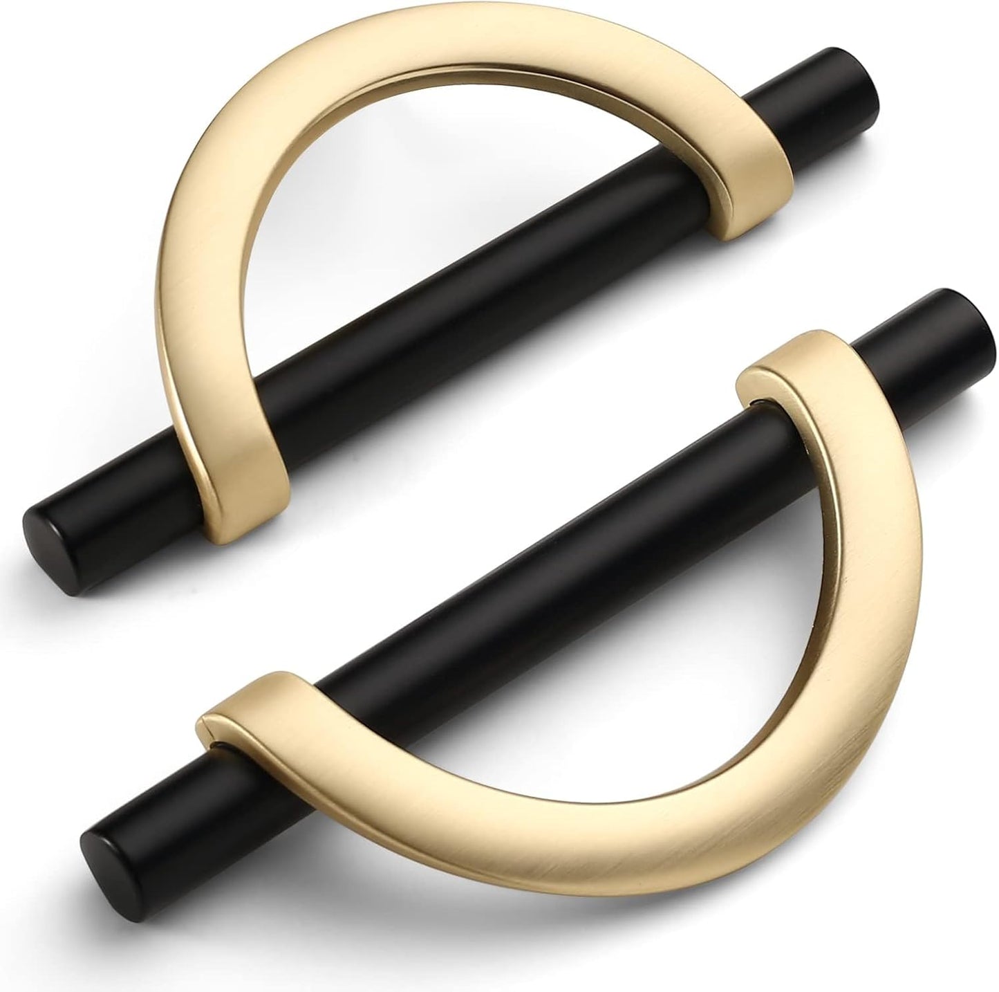 6 Tiradores Oro Cepillado Negro para Armarios Cocina 7.5pulg