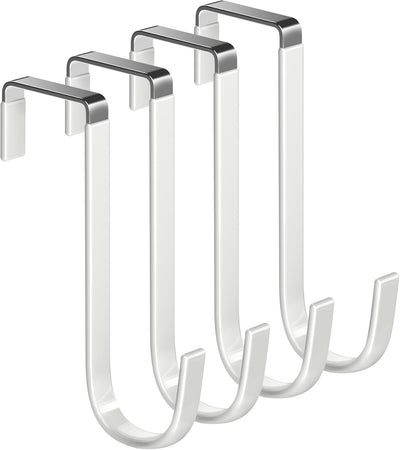 Ganchos puerta interior 1 3/8pulg acero goma 5.5pulg 4pzas blanco