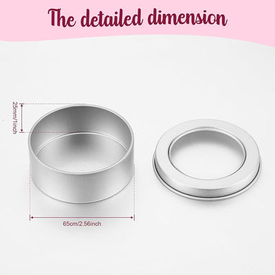 100 Latas Metal 2oz Redondas Vacías Tapa Transparente