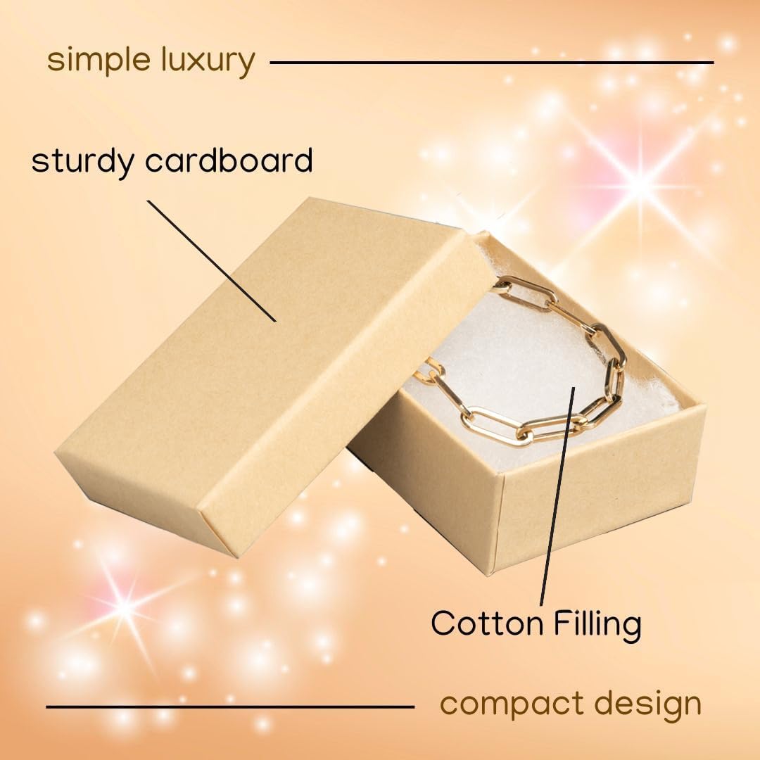 6 Pzas Cajas Regalo Joyería 3.1x2.25" Con Algodón Marrón