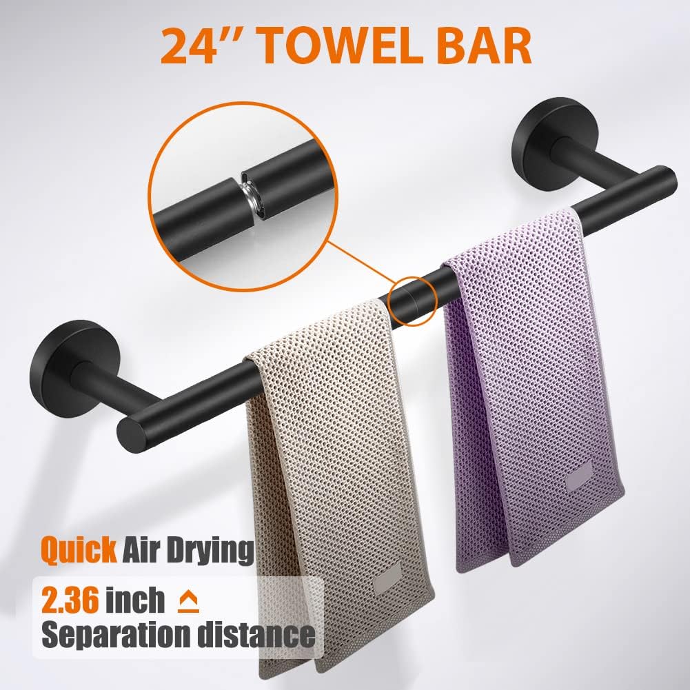 Set 5 Pzas Accesorios Baño Acero Inox 24pulg Barra Toalla