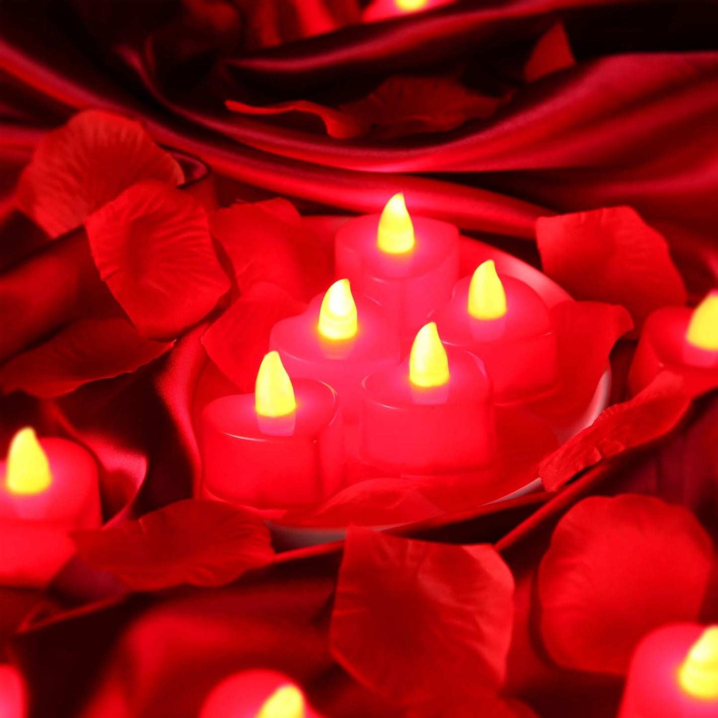1000 Pétalos Rosas con Velas LED Corazón Decoración