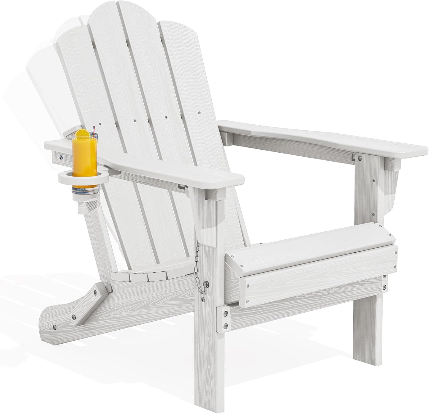 Silla Adirondack plegable ajustable con portavasos blanco