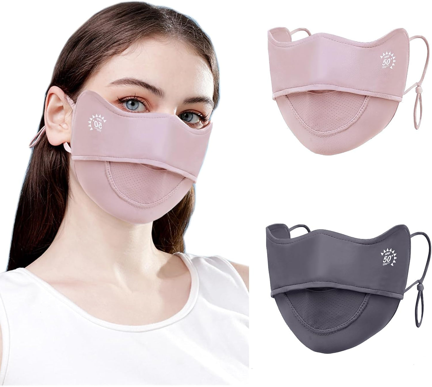 2 Máscaras UV Transpirables para Mujer Exteriores Reutilizables