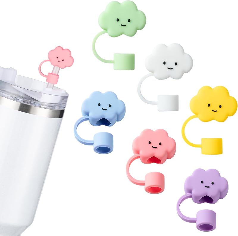 6 fundas popote silicona para vasos 20-40oz con asa