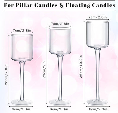 12 Portavelas Cristal Candelabros Altos Velas Té 3 Tamaños