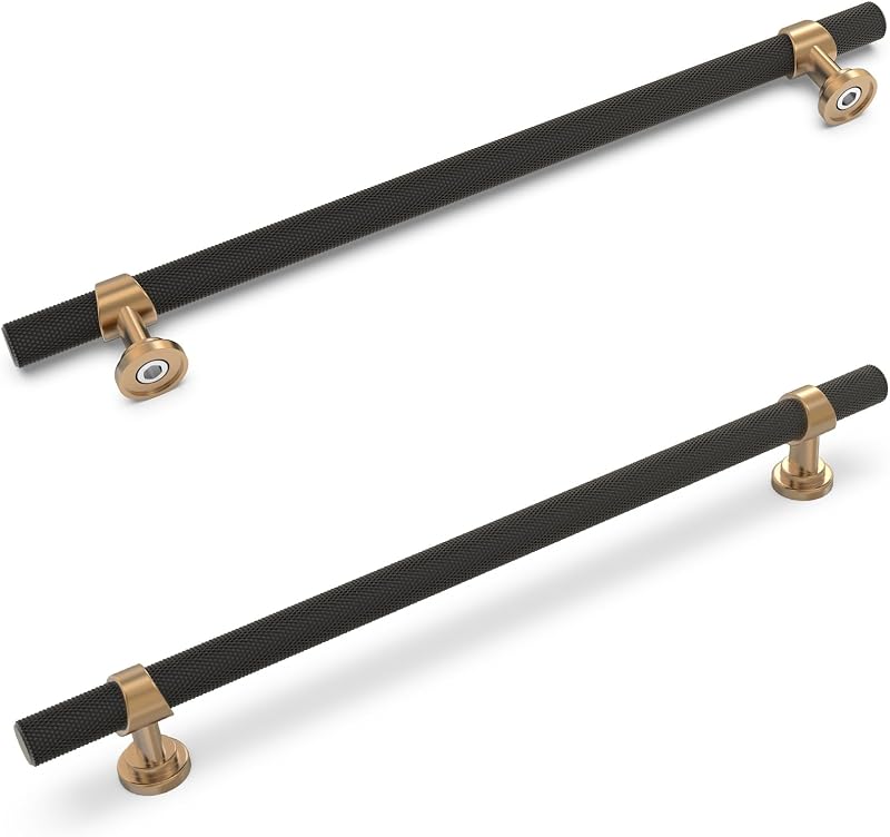 6 Tiradores Gabinete 10" Negro Mate Bronce Champán