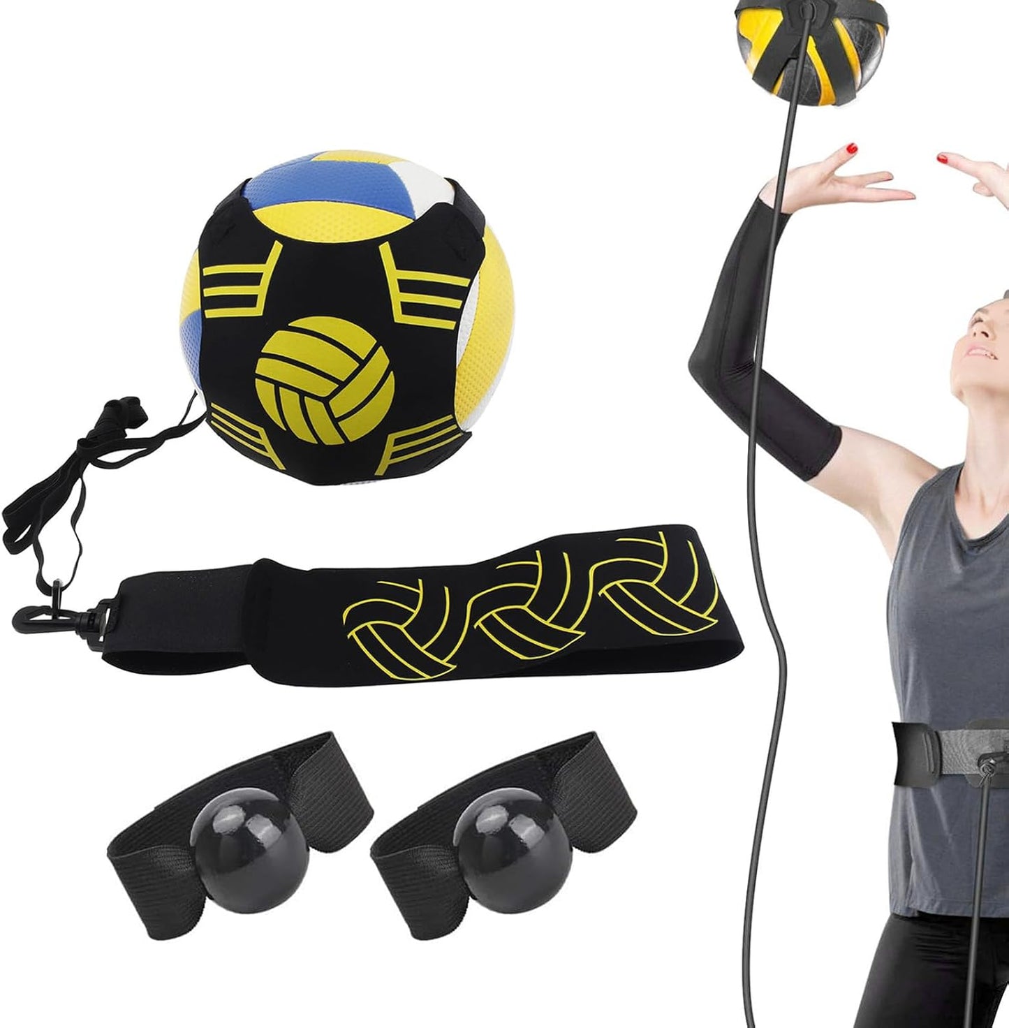Entrenador púas voleibol con cinturón ajustable y banda resistencia