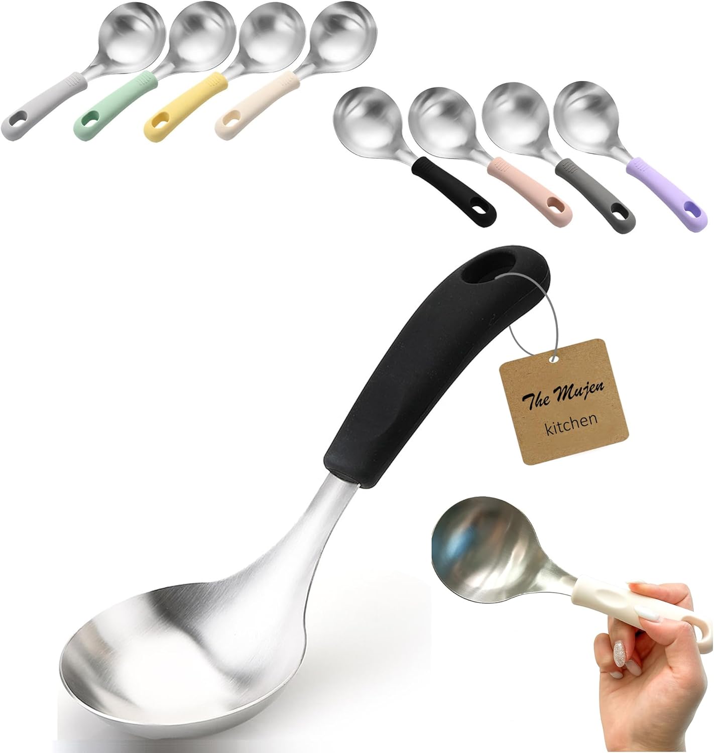 Cuchara Mukbang acero inox mango silicona negro
