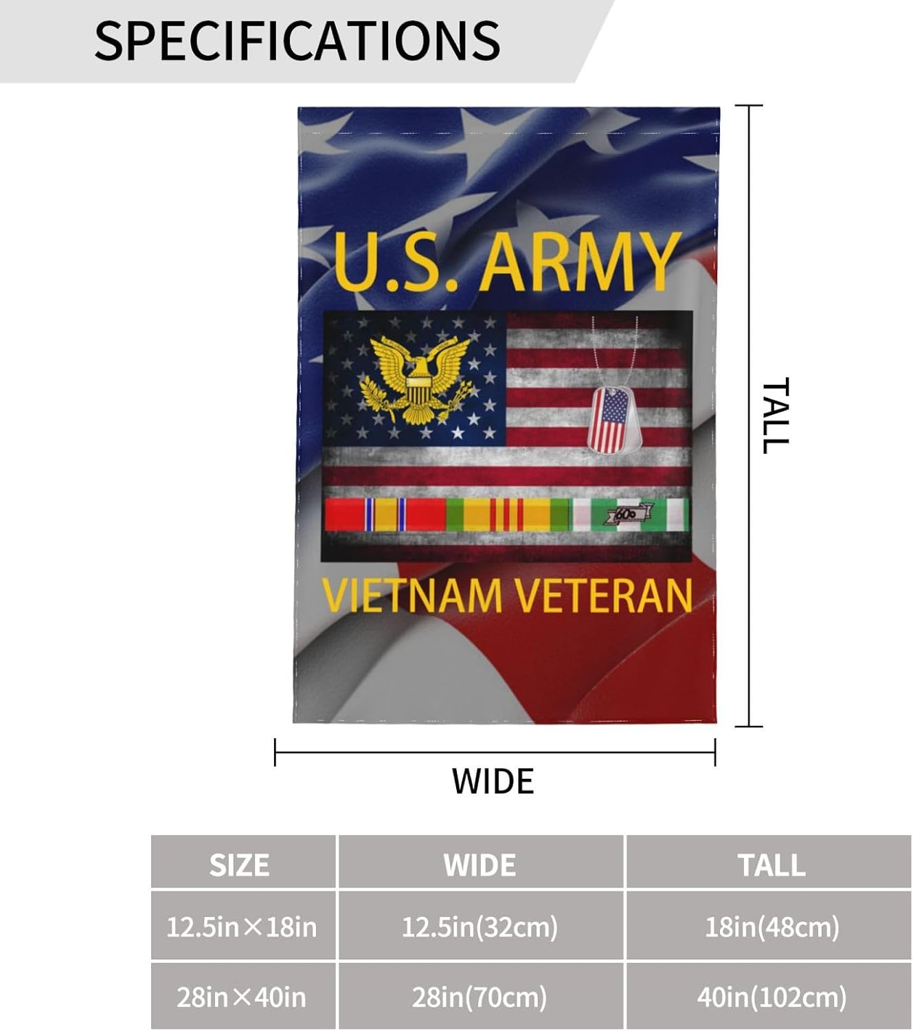 Bandera doble cara ejército EE.UU. Vietnam 12.5x18pulg