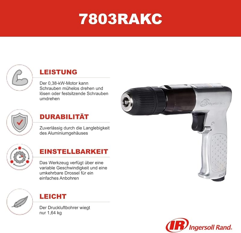 Taladro neumático Ingersoll Rand 1/2pulg 500rpm 10.6in-lb
