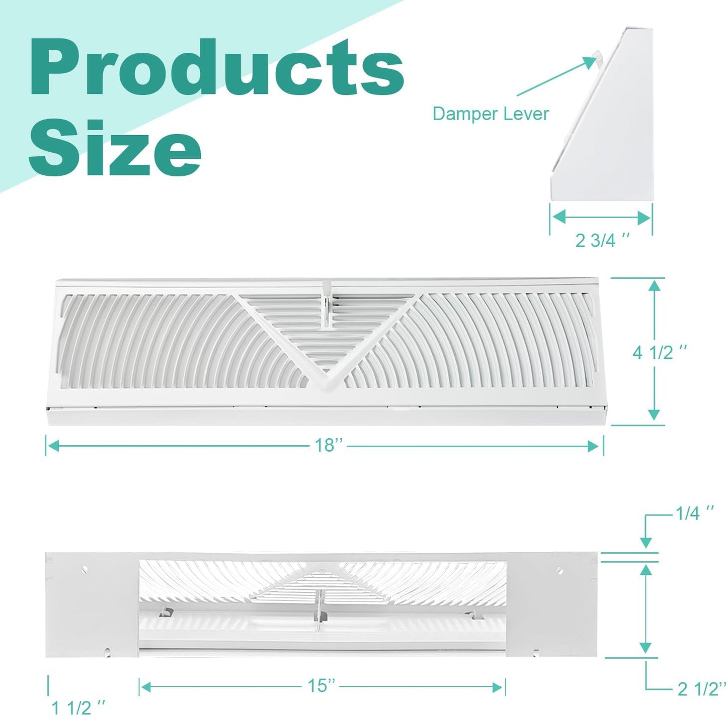 6 Cubiertas Ventilación Zócalo 18pulg para HVAC Hogar