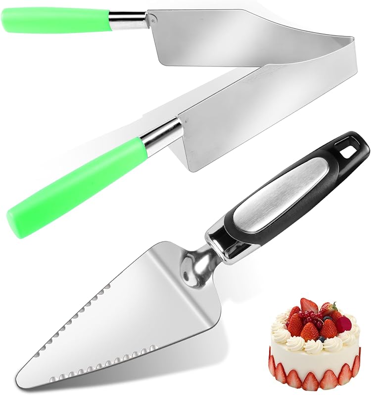 Set 2 Pzas Servidor y Cortador Pasteles Acero Inox Verde