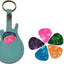 Estuche cuero púas guitarra llavero 5 pzas color azul