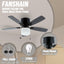 Ventilador techo cadena 42pulg con luz led reversible negro