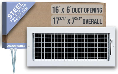 Cubierta ventilación registro ducto 16x6 acero blanco