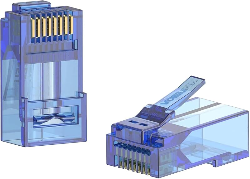 Conectores RJ45 CAT6 UL 50 Pzas 8P8C Oro Azul