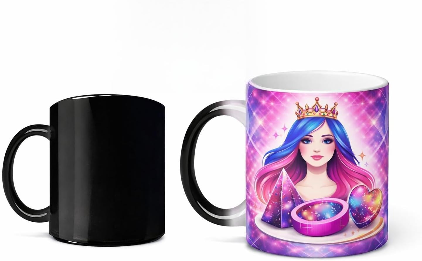Taza Cerámica Sensible Calor Con Cambio Color Princesa