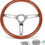 Volante clásico madera 380mm 3 radios botón bocina marrón