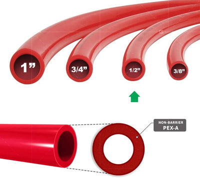 Tubo Pex 1/2pulg x 300ft para agua potable rojo