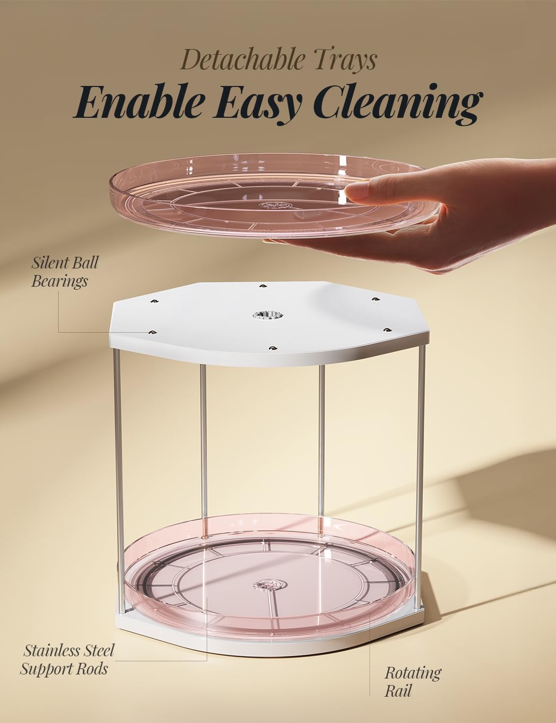 2 Pzas Lazy Susan Acrílico 9.05pulg para Gabinete